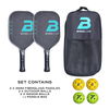 BASELINE Rush Fiberglass Pickleball Set - 2 Paddles, 4 Balls and Paddle Bag BLACK