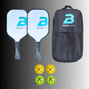 BASELINE Rush Fiberglass Pickleball Set - 2 Paddles, 4 Balls and Paddle Bag WHITE