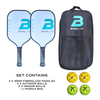 BASELINE Rush Fiberglass Pickleball Set - 2 Paddles, 4 Balls and Paddle Bag WHITE